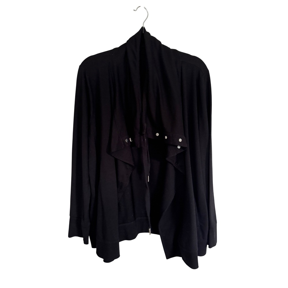 Drape‎ Front Cardigan Open Black ONESIZE Career Casual Layering